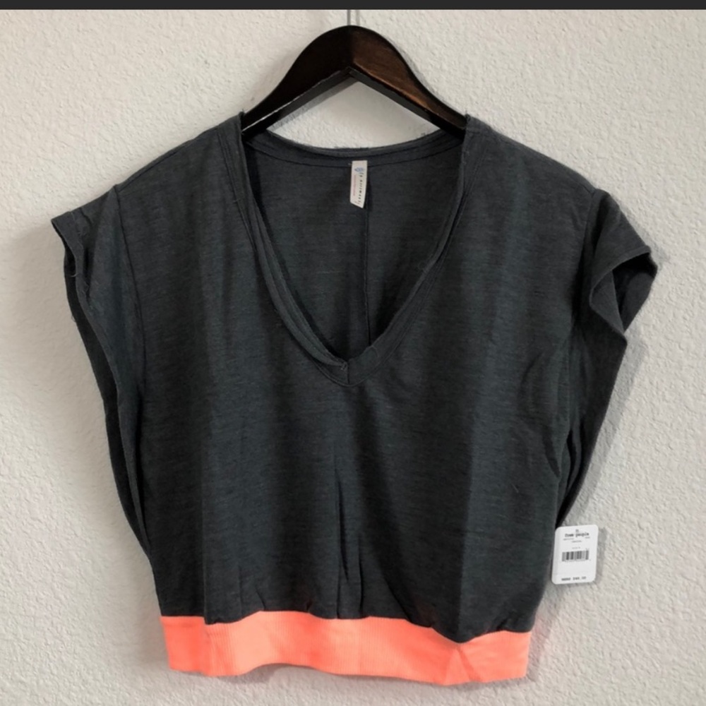 Happy Camper Charcoal workout Tee Free People NWT